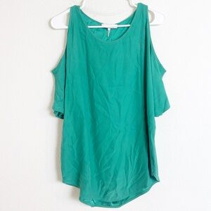 Sandro Teal Cold Shoulder silk Blouse